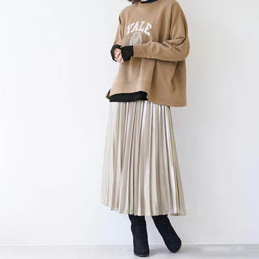 シャドーホイルプリーツスカート　BEIGE No.4