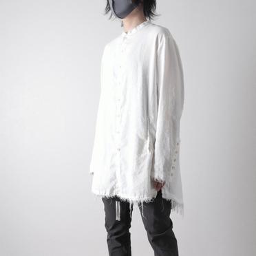 ストレッチリネン平織 ロングシャツジャケット　WHITE No.16