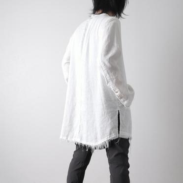 ストレッチリネン平織 ロングシャツジャケット　WHITE No.20