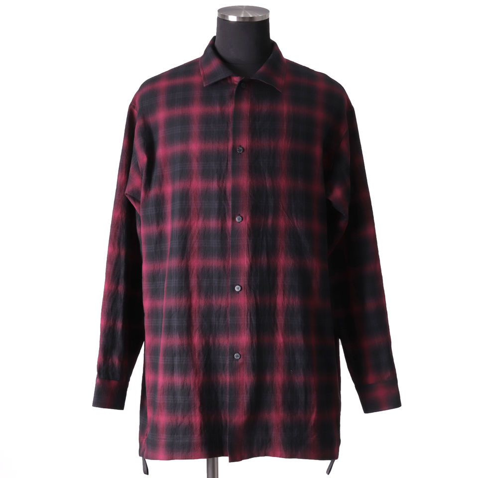 Checked Long Sleeve Shirts　BK×RED