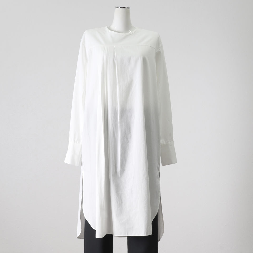 asymmetry tuck shirt tunic　OFF WHITE