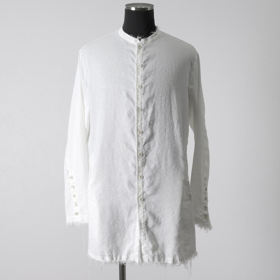 ストレッチリネン平織 ロングシャツジャケット　WHITE