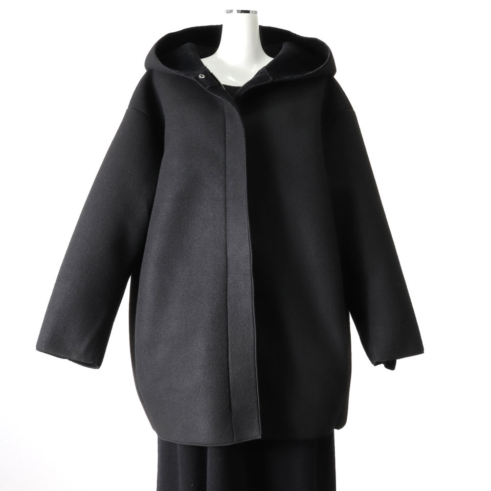 [SALE] 50%OFF　MIDIUMISOLID bonding hooded short coat　BLACK