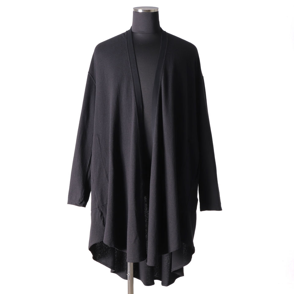 NOIL COTTON CREPE LONG CARDIGAN　BLACK