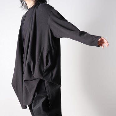 NOIL COTTON CREPE LONG CARDIGAN　BLACK No.18