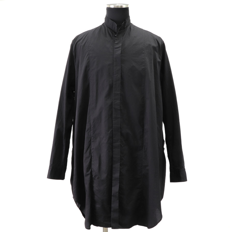 COTTON FANCY TWILL LONG SHIRT　BLACK