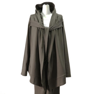 Drape Hoodie Cardigan　GRAY KHAKI No.1