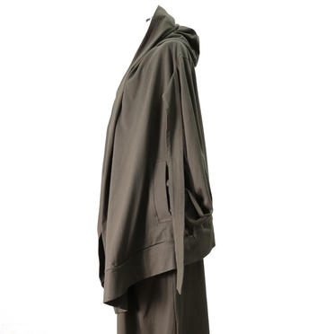 Drape Hoodie Cardigan　GRAY KHAKI No.4