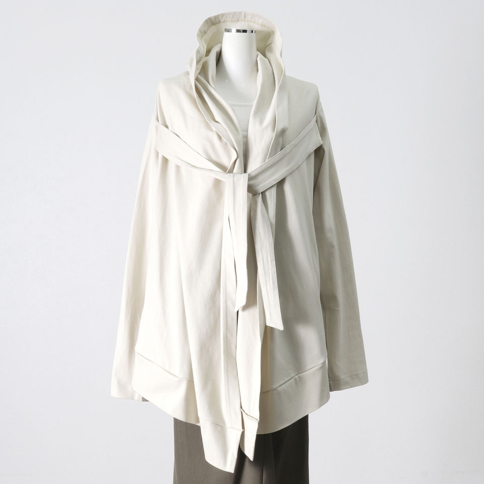 Drape Hoodie Cardigan　ECRU