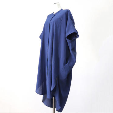 band collar back gather shirt OP　BLUE No.2