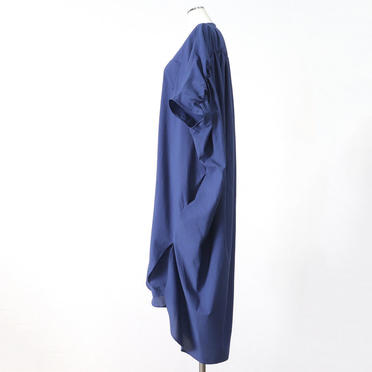 band collar back gather shirt OP　BLUE No.3