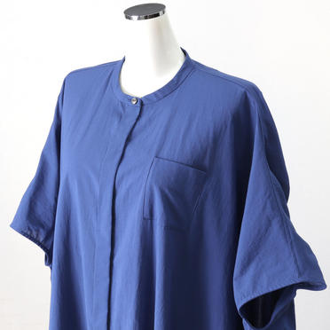 band collar back gather shirt OP　BLUE No.7