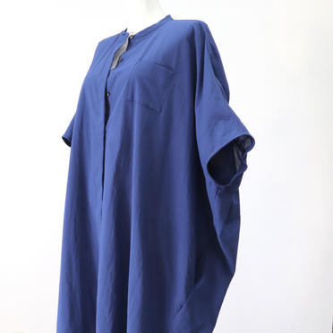 band collar back gather shirt OP　BLUE No.10