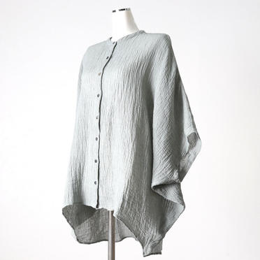 linen voile band collar dolman shirt　BLUE GRAY No.2