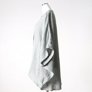 linen voile band collar dolman shirt　BLUE GRAY No.3