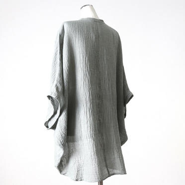 linen voile band collar dolman shirt　BLUE GRAY No.4