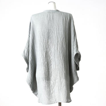 linen voile band collar dolman shirt　BLUE GRAY No.5