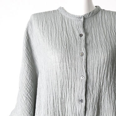 linen voile band collar dolman shirt　BLUE GRAY No.7