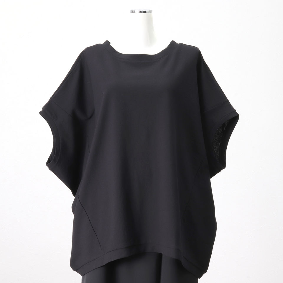 crew neck cocoon wide P/O　BLACK