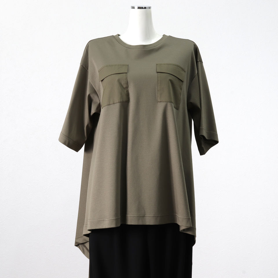 back long t-shirt　KHAKI