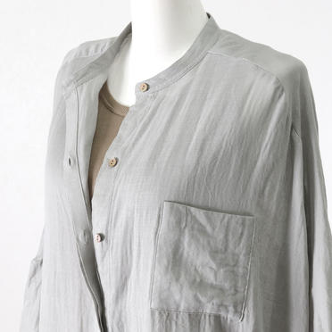 gauze band collar wide shirt　L.GRAY No.8