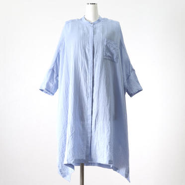 gauze band collar wide shirt　L.BLUE No.1