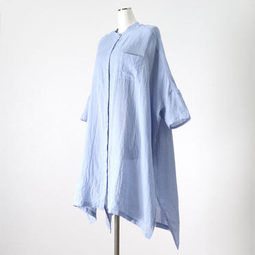 gauze band collar wide shirt　L.BLUE No.2