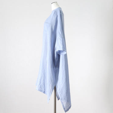 gauze band collar wide shirt　L.BLUE No.3