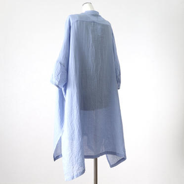 gauze band collar wide shirt　L.BLUE No.4