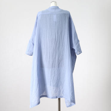 gauze band collar wide shirt　L.BLUE No.5