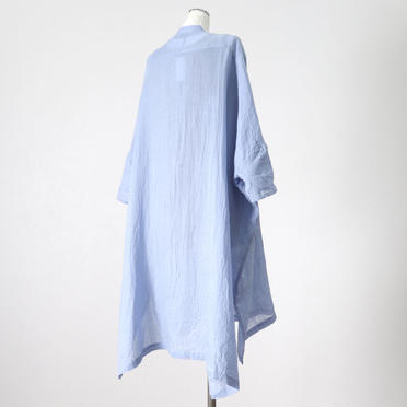 gauze band collar wide shirt　L.BLUE No.6