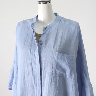 gauze band collar wide shirt　L.BLUE No.7