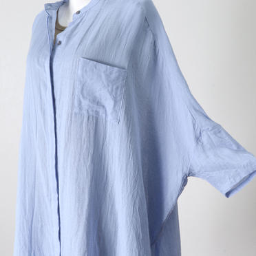 gauze band collar wide shirt　L.BLUE No.8