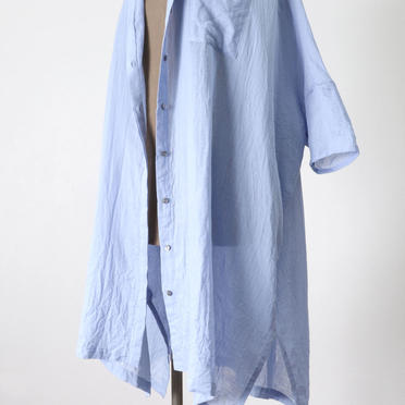 gauze band collar wide shirt　L.BLUE No.9