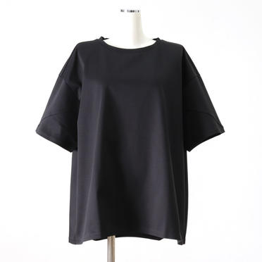 MIDIUMISOLID seem slv crew neck flare T　BLACK No.1