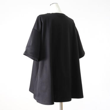 MIDIUMISOLID seem slv crew neck flare T　BLACK No.4