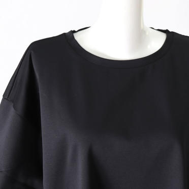 MIDIUMISOLID seem slv crew neck flare T　BLACK No.7