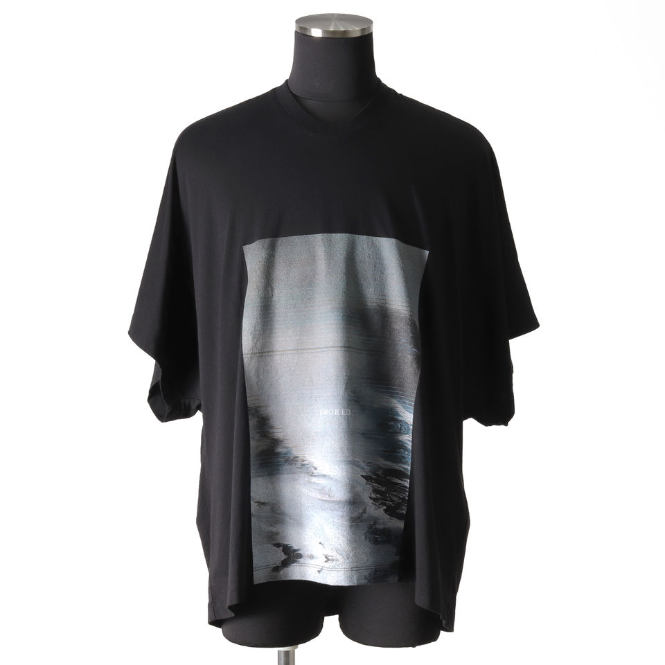 AVALANCHE PRINT CROPPED T-SHIRT　BLACK