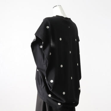 dot print crew neck N/S　BLACK No.4