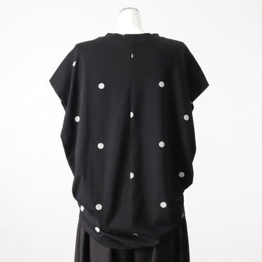 dot print crew neck N/S　BLACK No.5