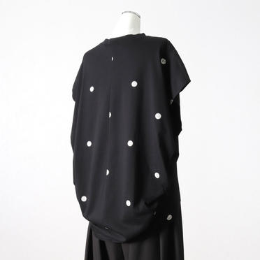 dot print crew neck N/S　BLACK No.6