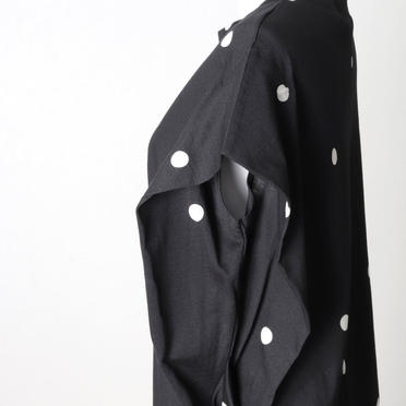 dot print crew neck N/S　BLACK No.8