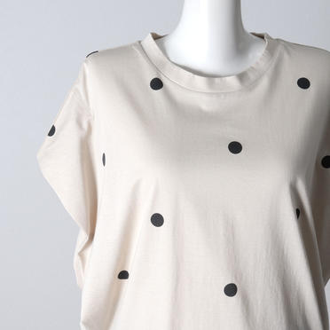 dot print crew neck N/S　BEIGE No.7