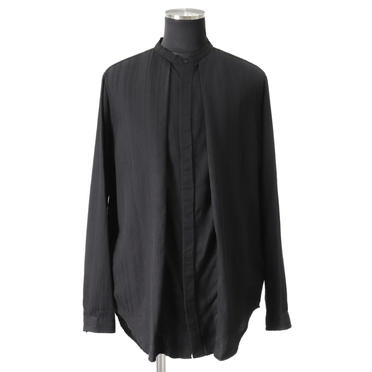 STAND COLLAR STRIPE SHIRT　BLACK No.1