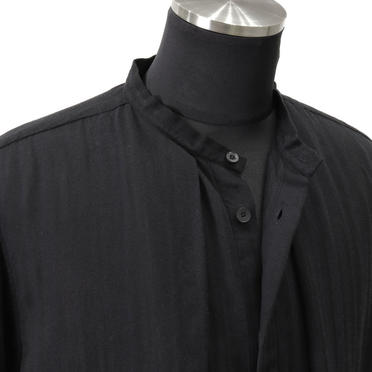 STAND COLLAR STRIPE SHIRT　BLACK No.8