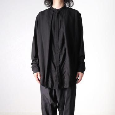 STAND COLLAR STRIPE SHIRT　BLACK No.15