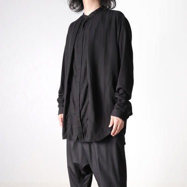 STAND COLLAR STRIPE SHIRT　BLACK No.16