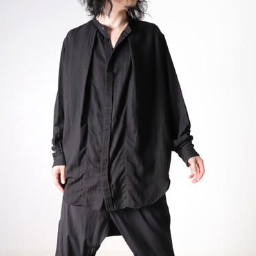 STAND COLLAR STRIPE SHIRT　BLACK No.20