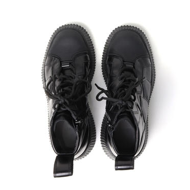 PADDED LEATHER LACE-UP BOOTS　BLACK No.8