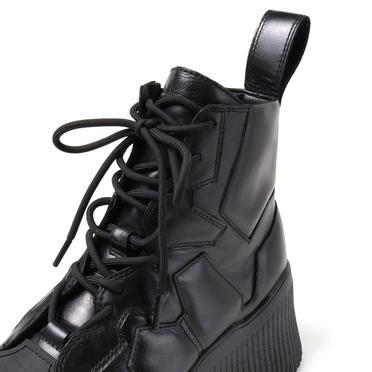 PADDED LEATHER LACE-UP BOOTS　BLACK No.9